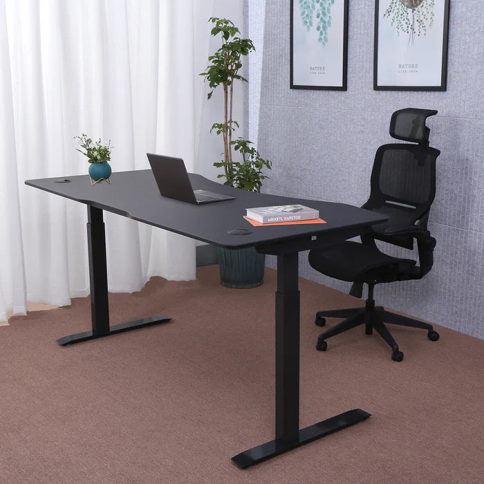 Elite Pro Series 71" x 33" Standing Desk with Black Frame - Black Top