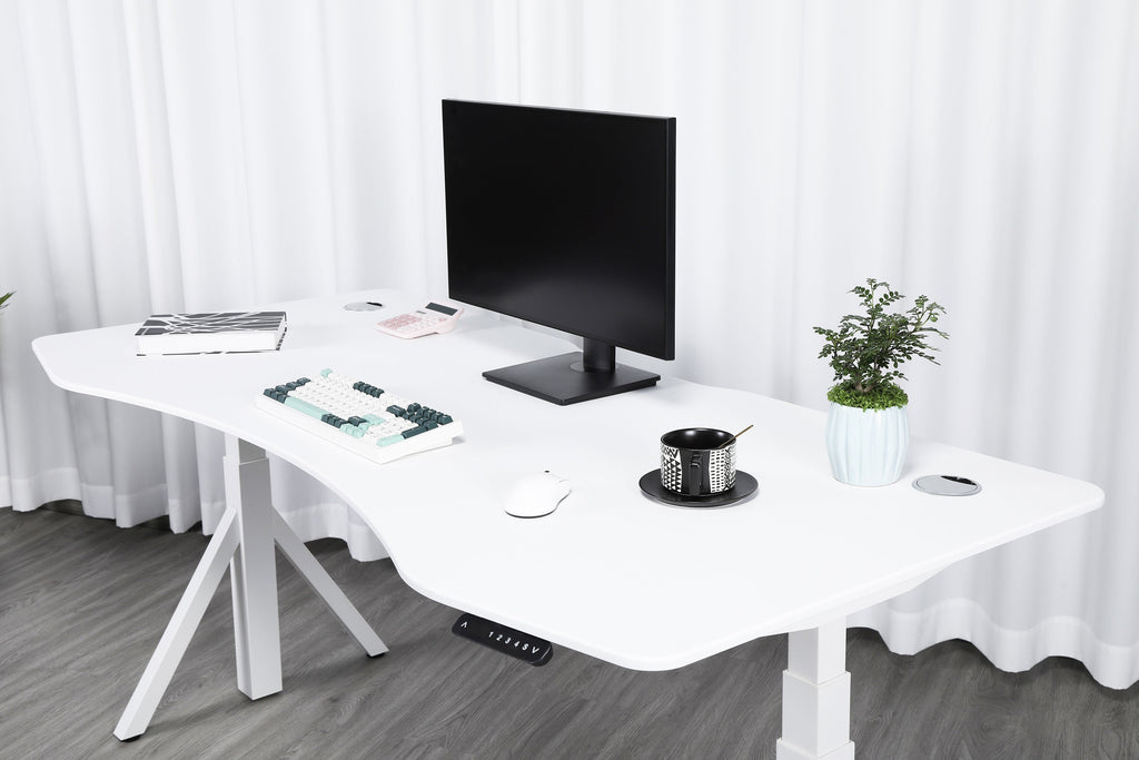 Quattro Series 60" Electric Standing Desk with Curved Top