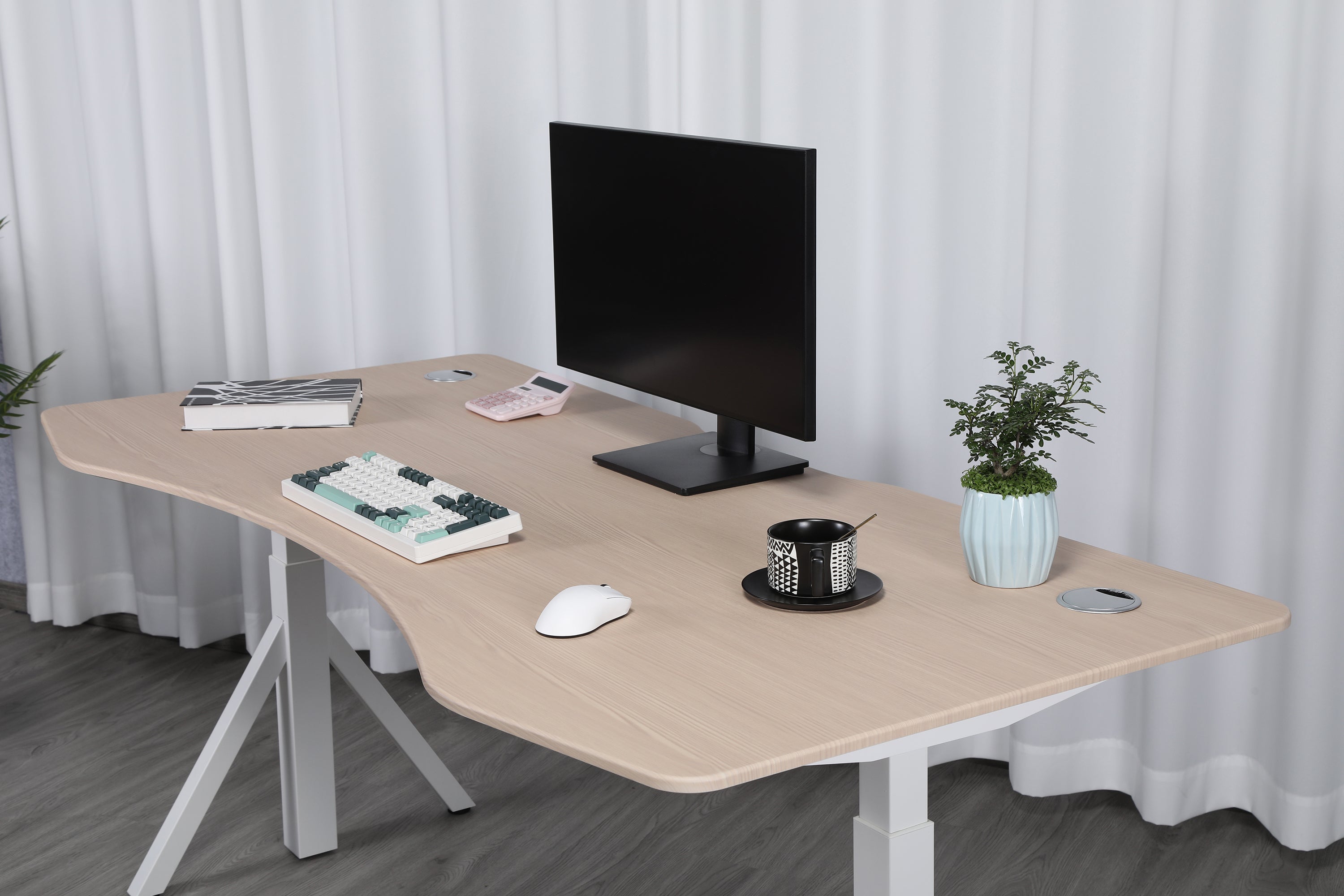 Quattro Series 60" Electric Standing Desk with Curved Top