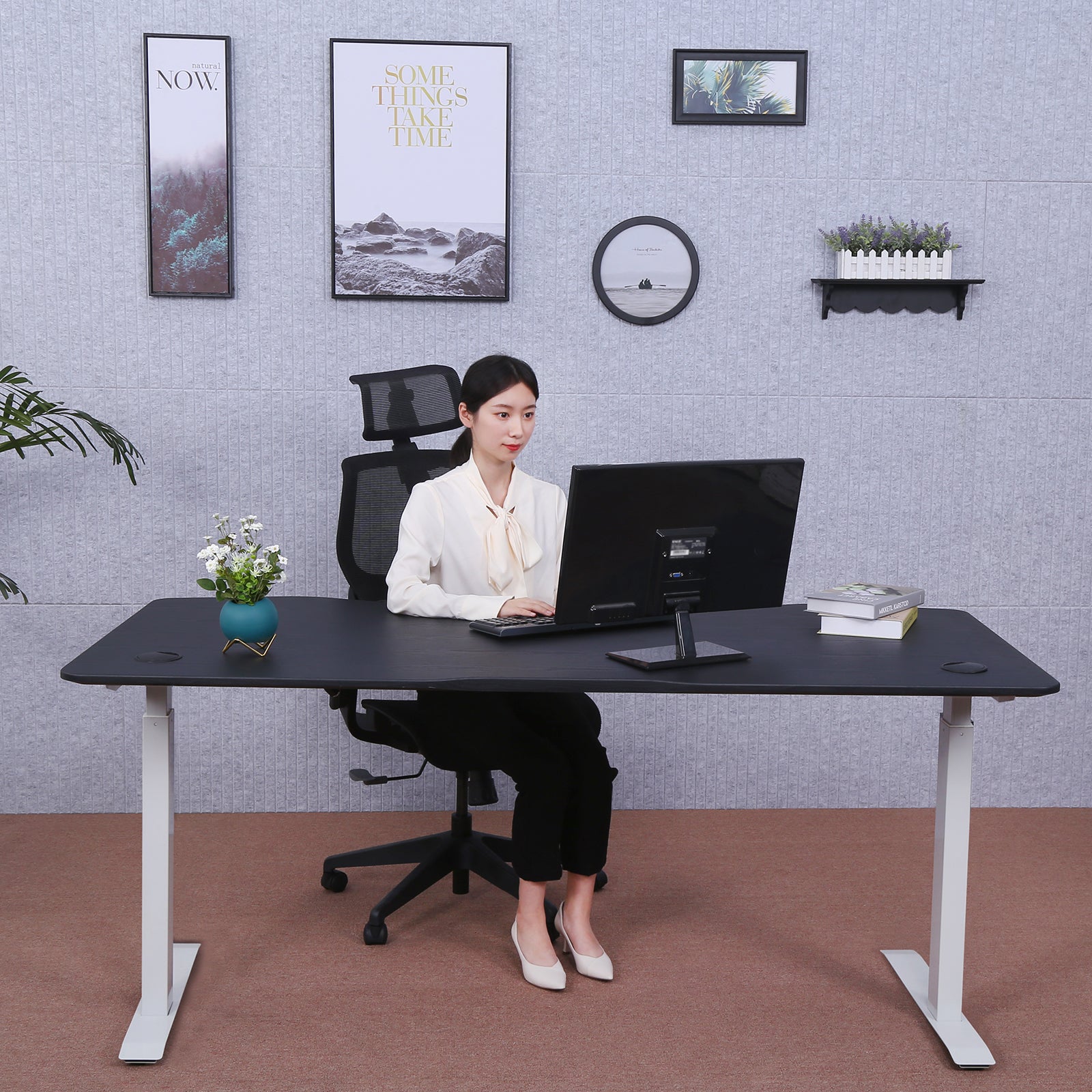 Elite Pro Series 60" x 27" Standing Desk with Off-White Frame