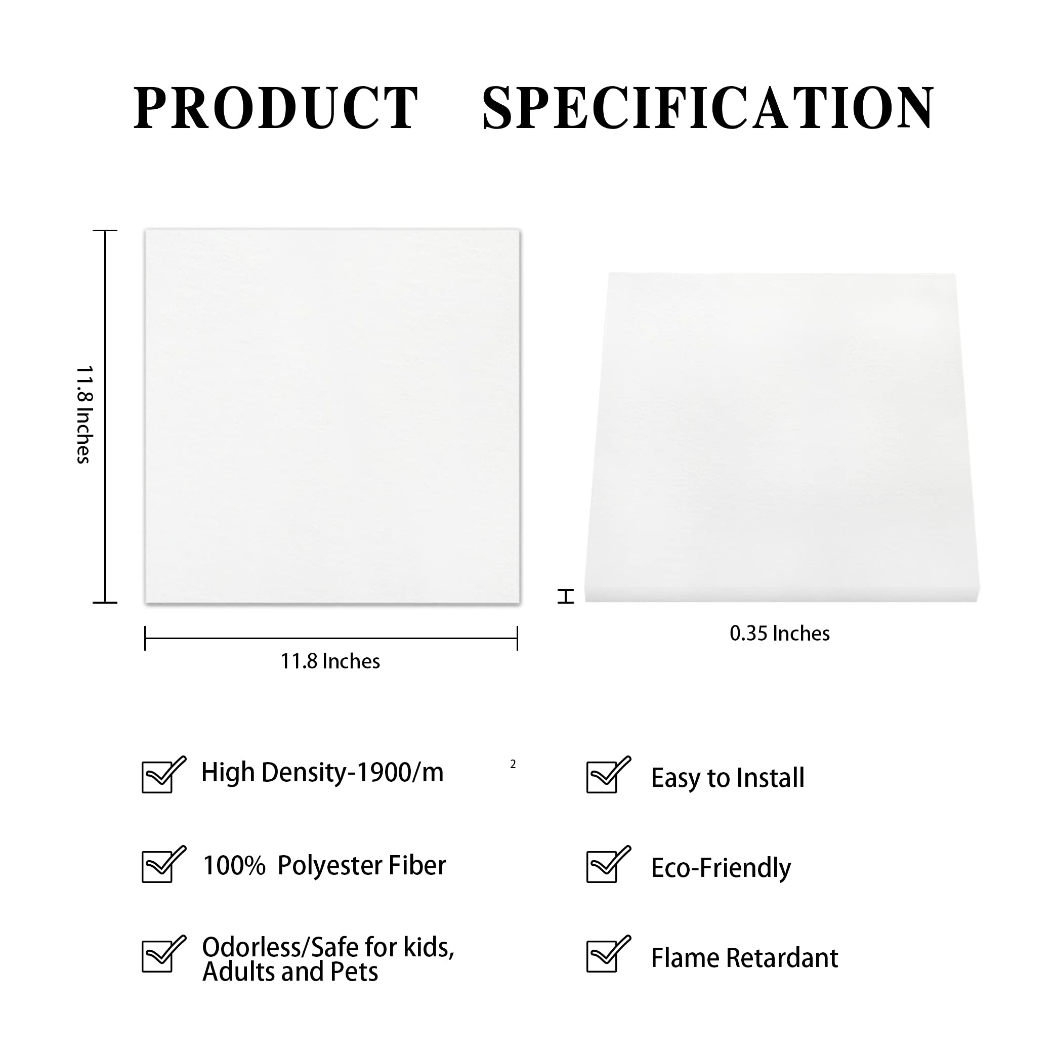 Artsonic Square Acoustic Sound Absorbing Panel 12'' X 12'' X 0.4''