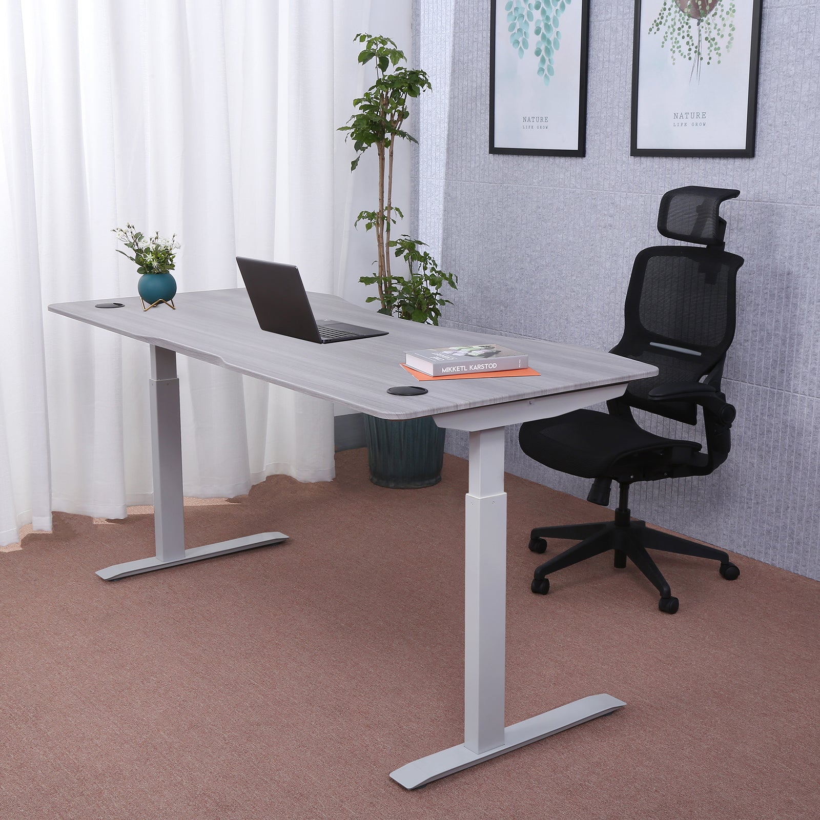 Elite Pro Series 71" x 33" Standing Desk with Off-White Frame