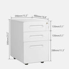 3-Drawer Metal Mobile File Cabinet with Locking Keys
