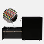 3-Drawer Metal Mobile File Cabinet with Locking Keys