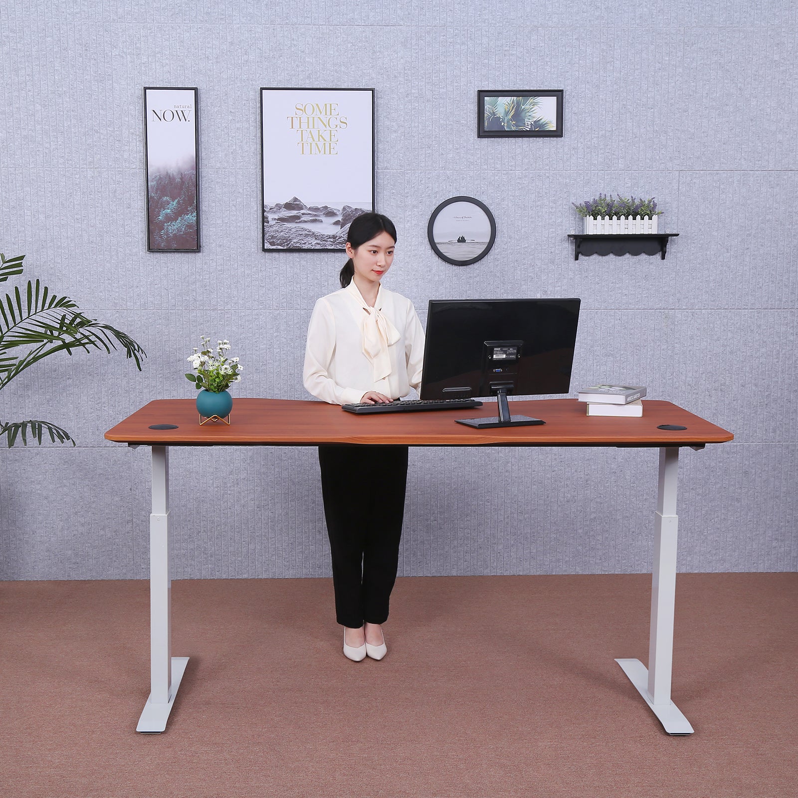 Elite Pro Series 71" x 33" Standing Desk with Off-White Frame
