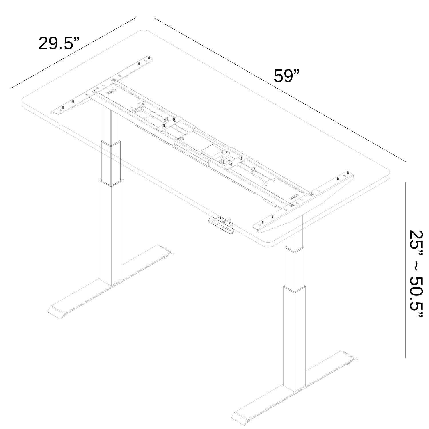 K Series 60" Standing Desk with Rectangular Top