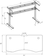 ApexDesk Elite Pro Series 71" x 33" Electric Height Adjustable Stand up Desk, Sit Stand Home Office Desk, Computer Desk - Curved Teakwood