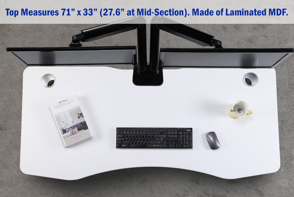 K Series 71" Standing Desk with Curved Top