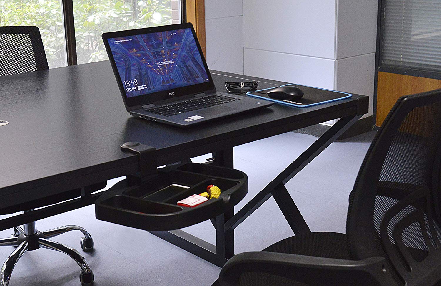 Clamp-On Under Desk 360-Degree Swivel Drawer