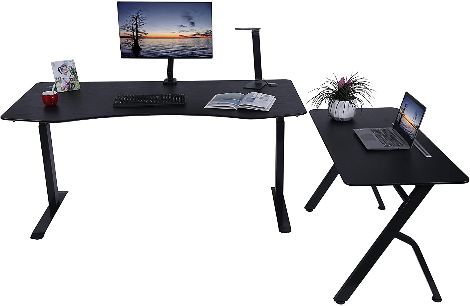 Elite Series 60" W Electric Height Adjustable Standing Desk with Matching Color Compact Reception Side Desk