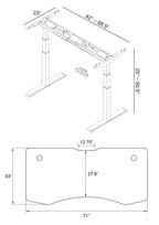 K Series 71" Standing Desk with Curved Top