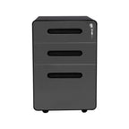 White 3-Drawer Metal Mobile File Cabinet with Locking Keys