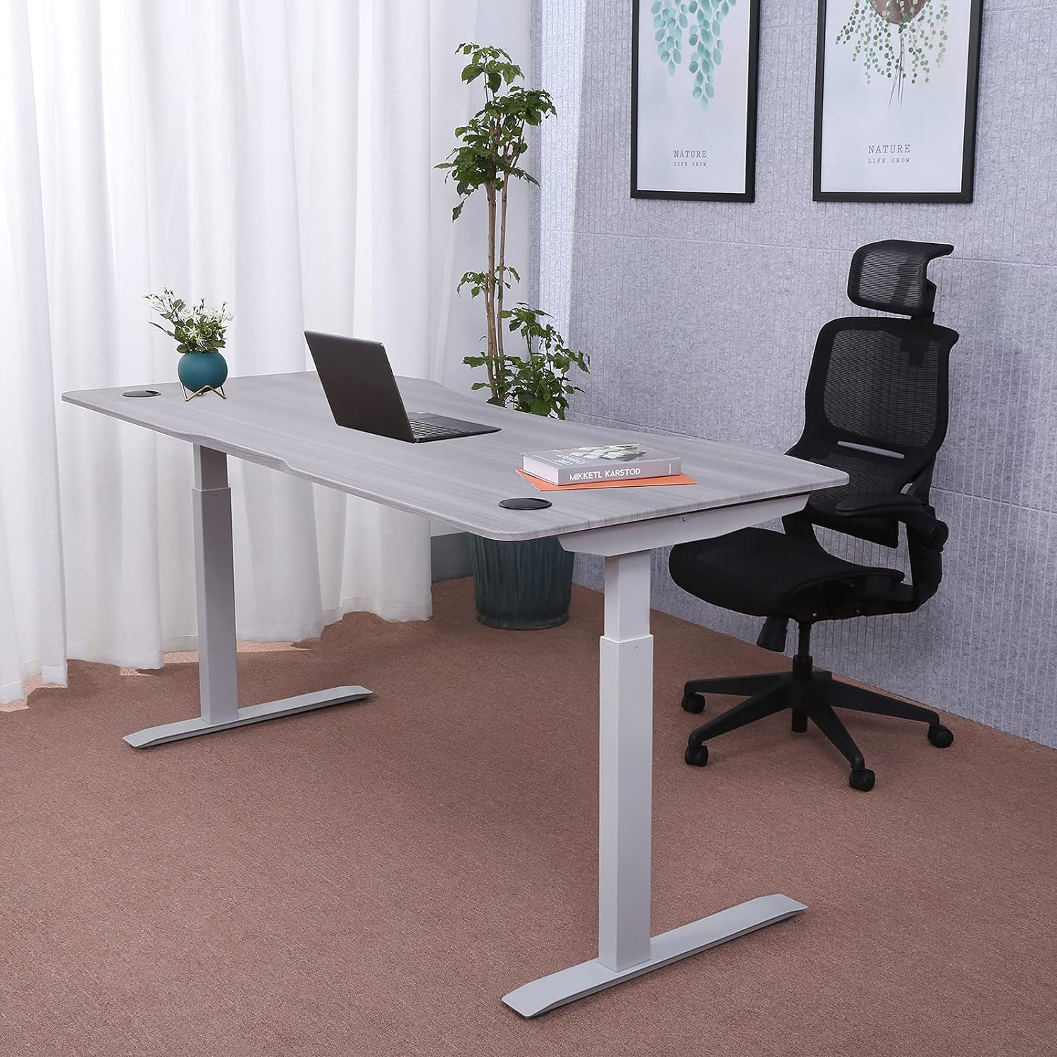 Elite Pro Series 71" x 33" Standing Desk with Off-White Frame