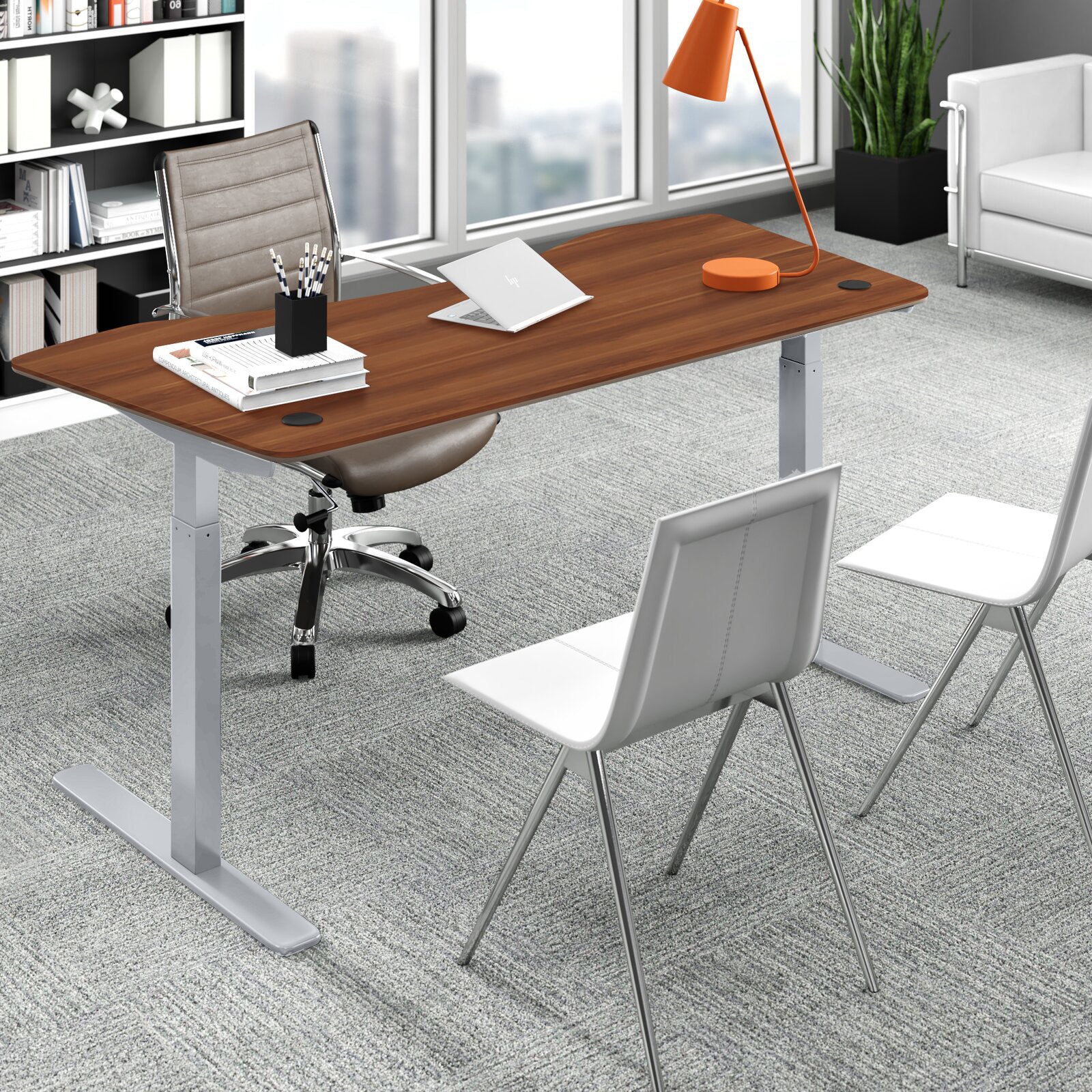 Elite Pro Series 71" x 33" Standing Desk with Off-White Frame