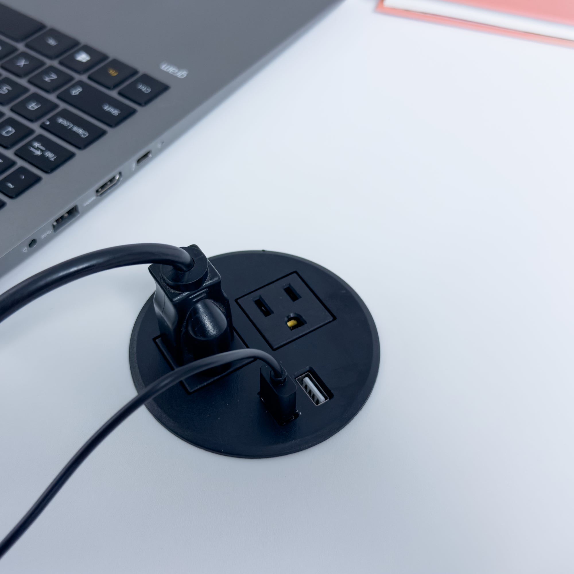 UL Certified Desktop Power Grommet with 2xAC Outlet, 2xUSB Charging Ports