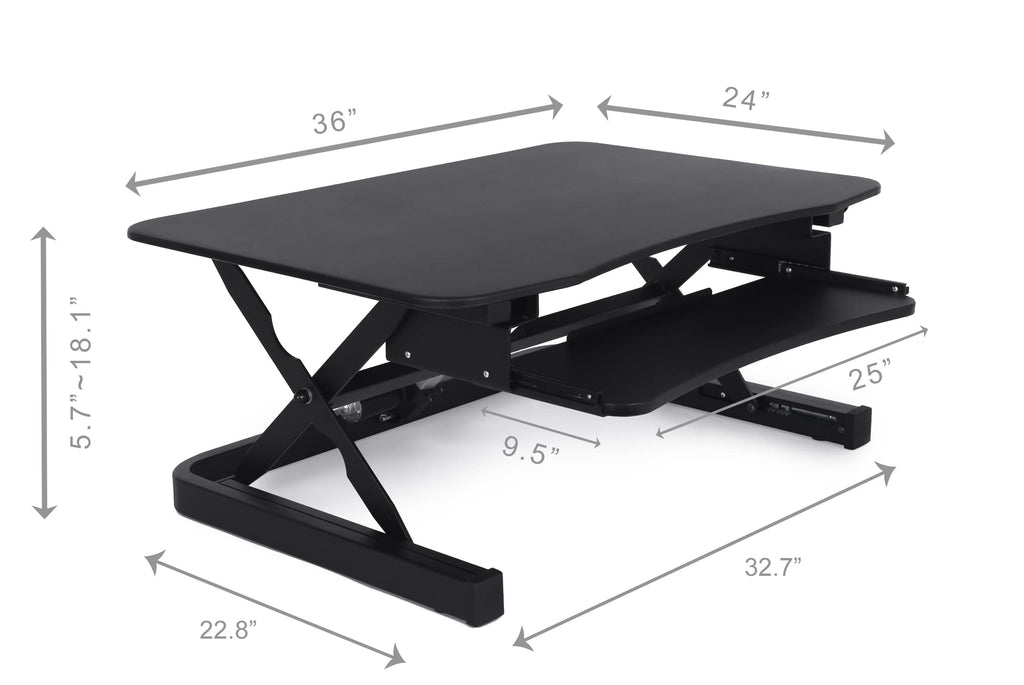 ZT Series 36 x 24 Electric Desk Converter - Black