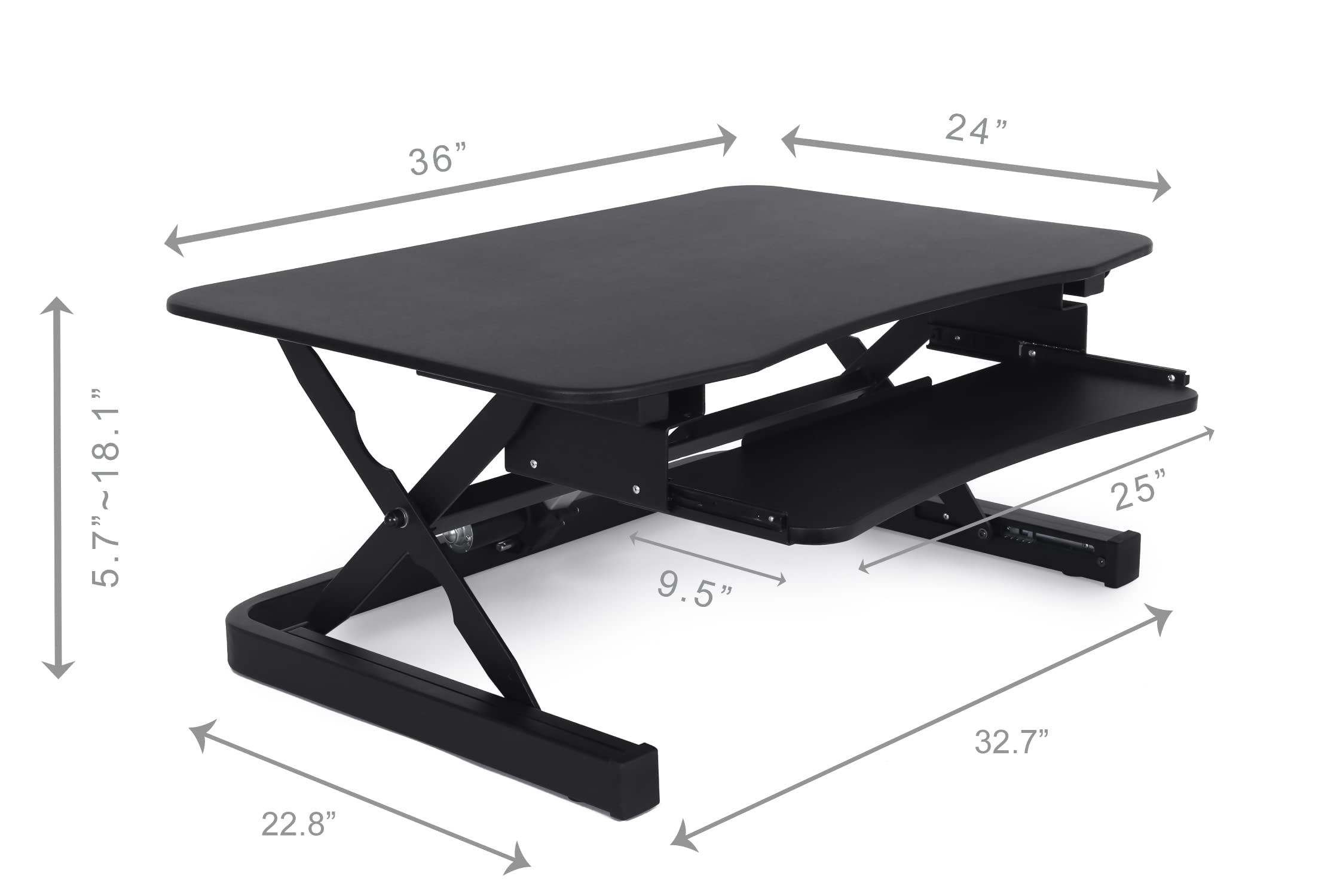 ZT Series 36 x 24 Electric Desk Converter - Black