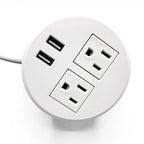 UL Certified Desktop Power Grommet with 2xAC Outlet, 2xUSB Charging Ports