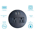 UL Certified Desktop Power Grommet with 2xAC Outlet, 2xUSB Charging Ports