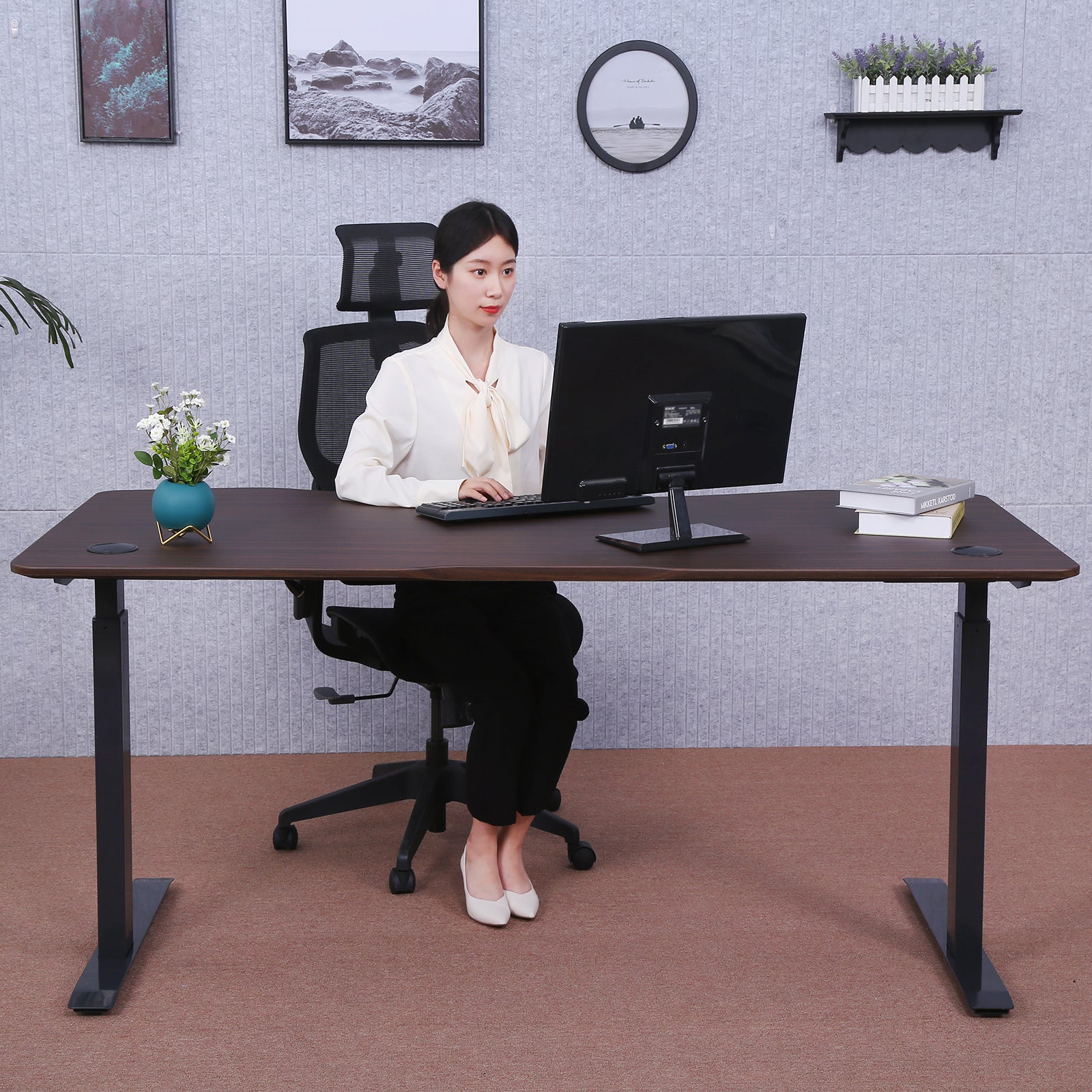 Elite Pro Series 71" x 33" Standing Desk with Black Frame