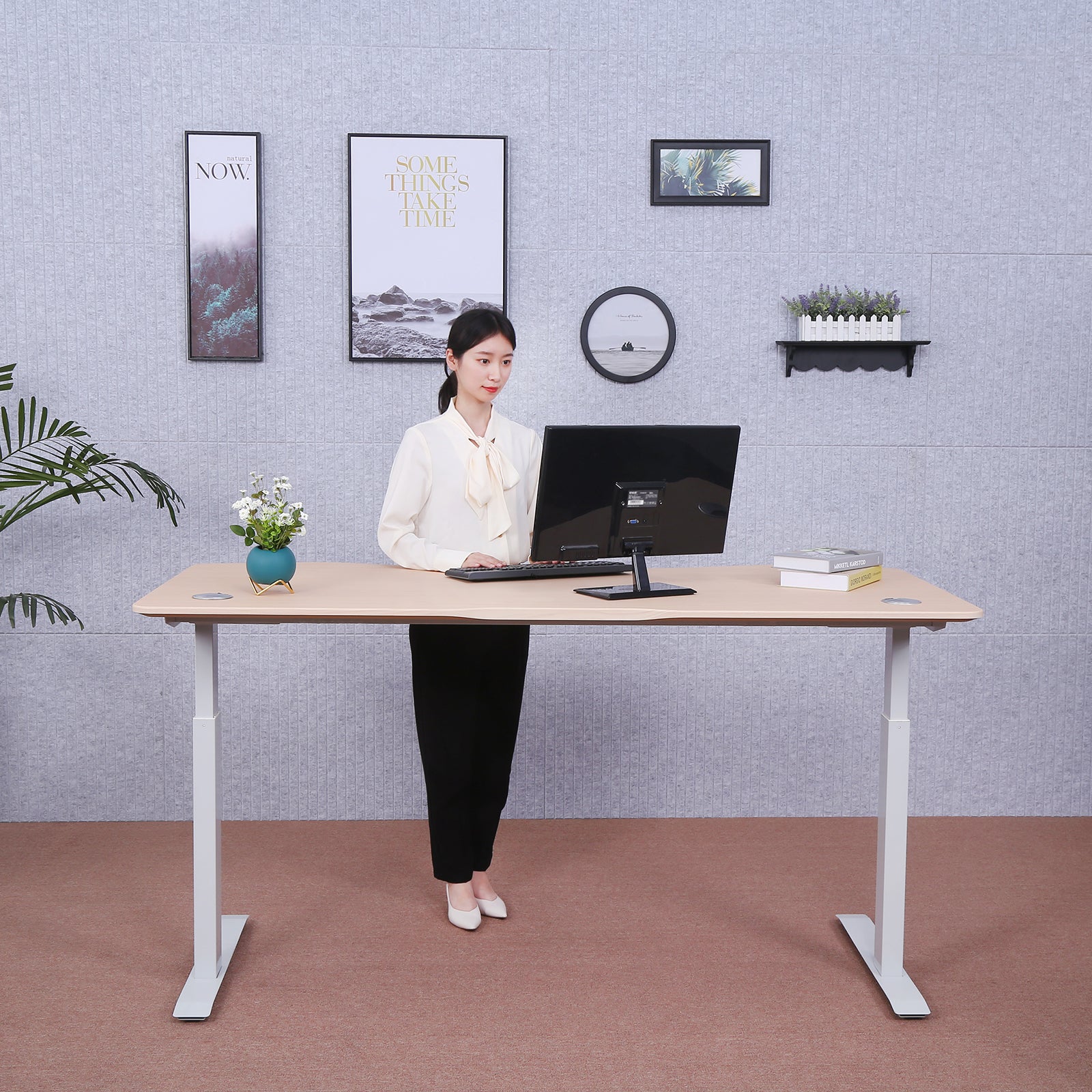 Elite Pro Series 60" x 27" Standing Desk with Off-White Frame