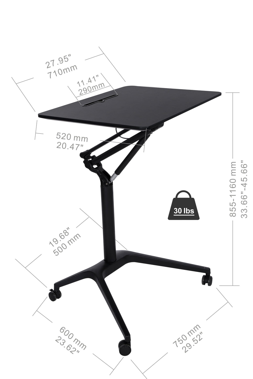 Pneumatic 28" Mobile Desk
