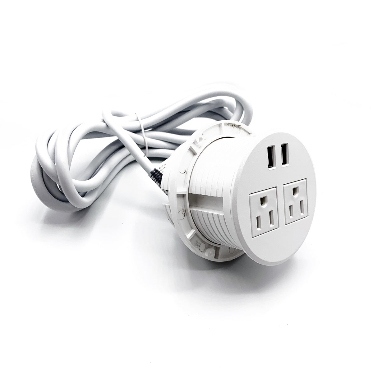 UL Certified Desktop Power Grommet with 2xAC Outlet, 2xUSB Charging Ports