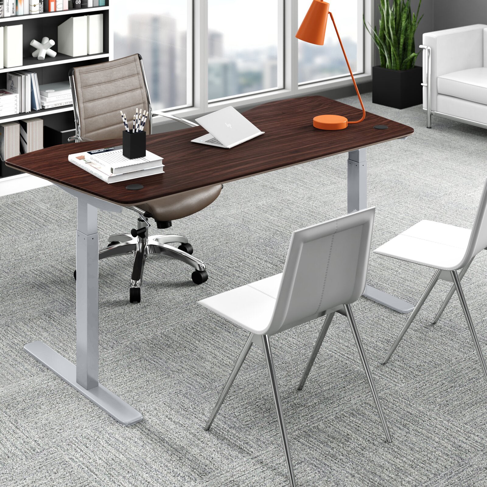 Elite Pro Series 60" x 27" Standing Desk with Off-White Frame