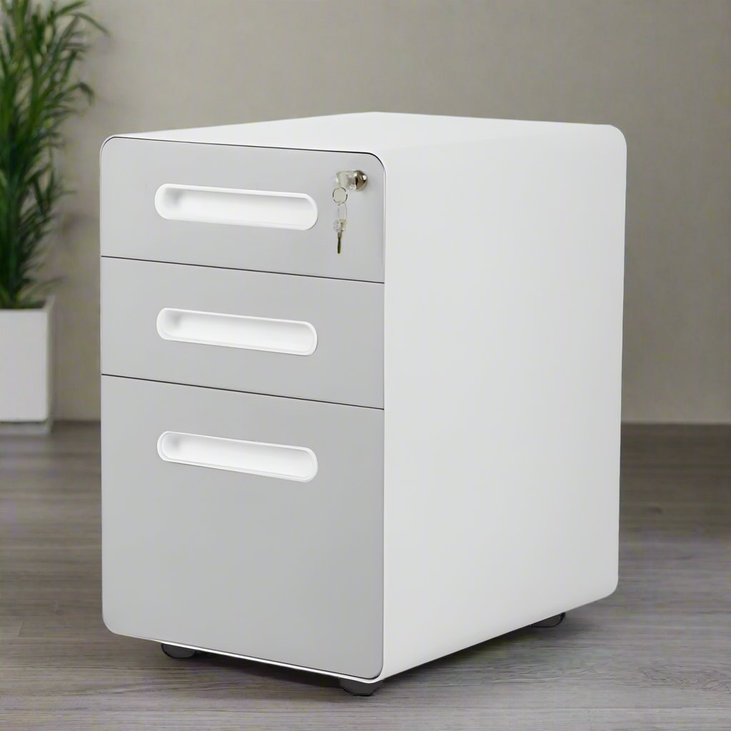 3-Drawer Metal Mobile File Cabinet with Locking Keys