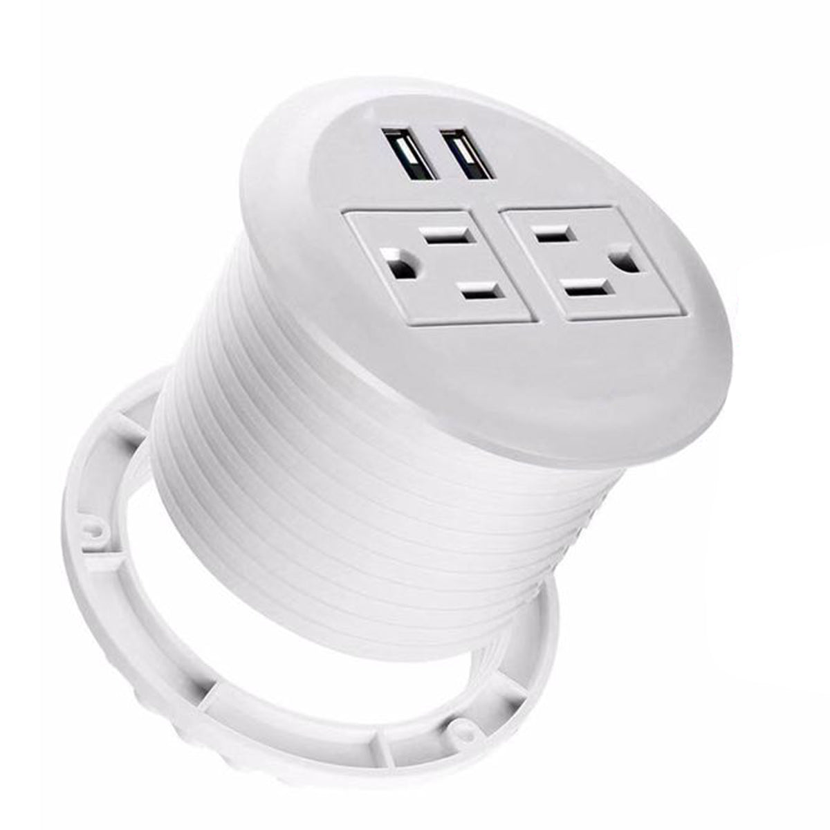 UL Certified Desktop Power Grommet with 2xAC Outlet, 2xUSB Charging Ports
