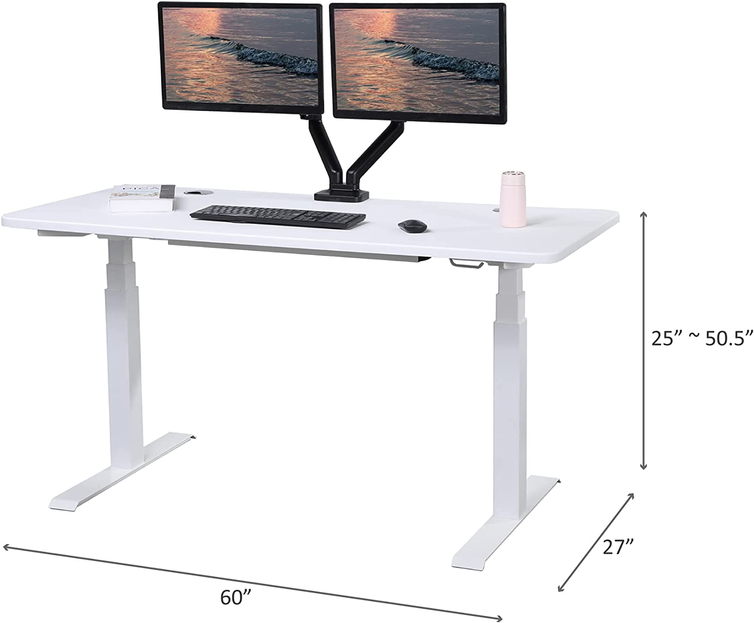 K Series 60" Standing Desk with Rectangular Top